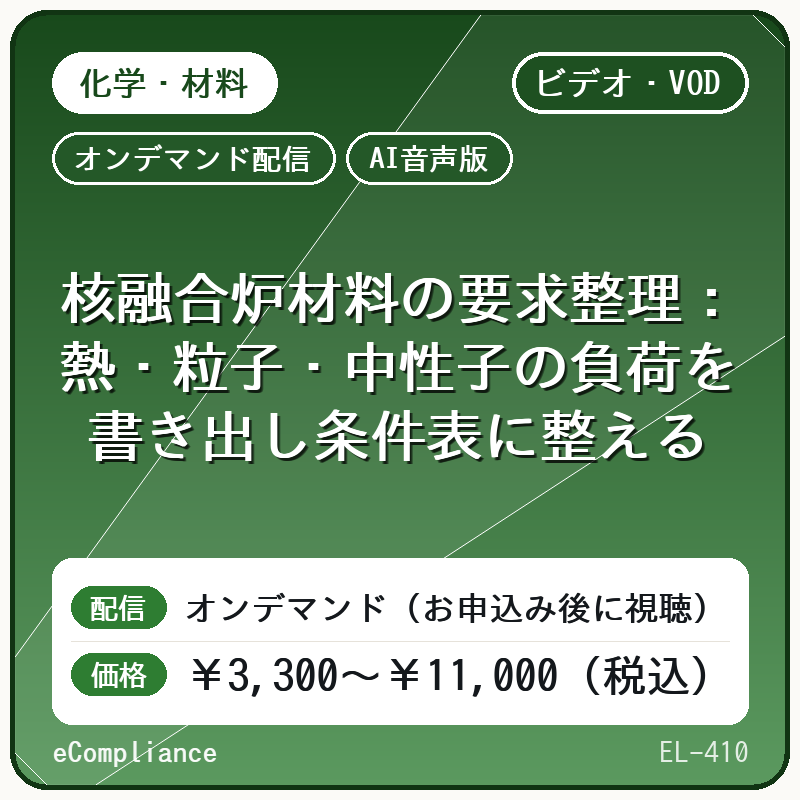 【AI音声版】【エネルギー・環境・機械】核融合炉材料の要求整理:熱・粒子・中性子の負荷を書き出し条件表に整える