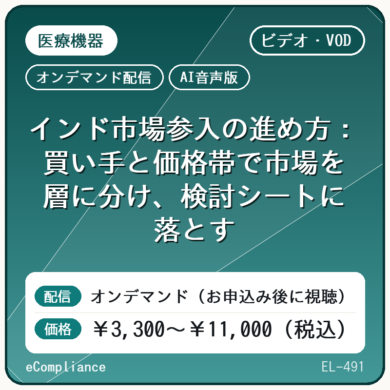 【AI音声版】【医療機器】インド市場参入の進め方:買い手と価格帯で市場を層に分け、検討シートに落とす