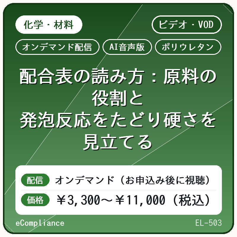【AI音声版】【化学・材料/ポリウレタン】配合表の読み方:原料の役割と発泡反応をたどり硬さを見立てる