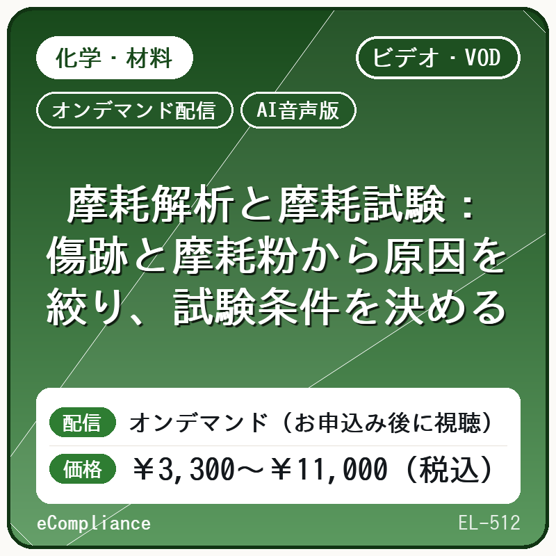 【AI音声版】【エネルギー・環境・機械】摩耗解析と摩耗試験:傷跡と摩耗粉から原因を絞り、試験条件を決める